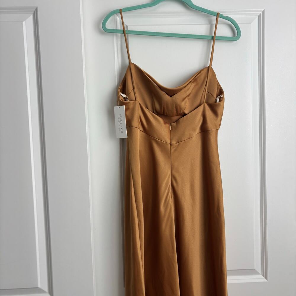 Jenny Yoo Marigold Gold Satin Cowl Neck Midi Dress Wedding Guest - Picture 16 of 16